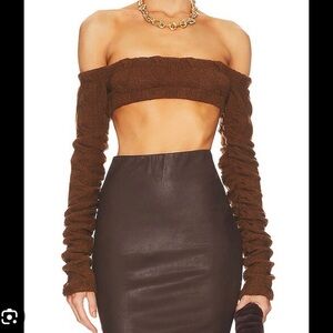 LaQuan Smith Brown Knit Shrug